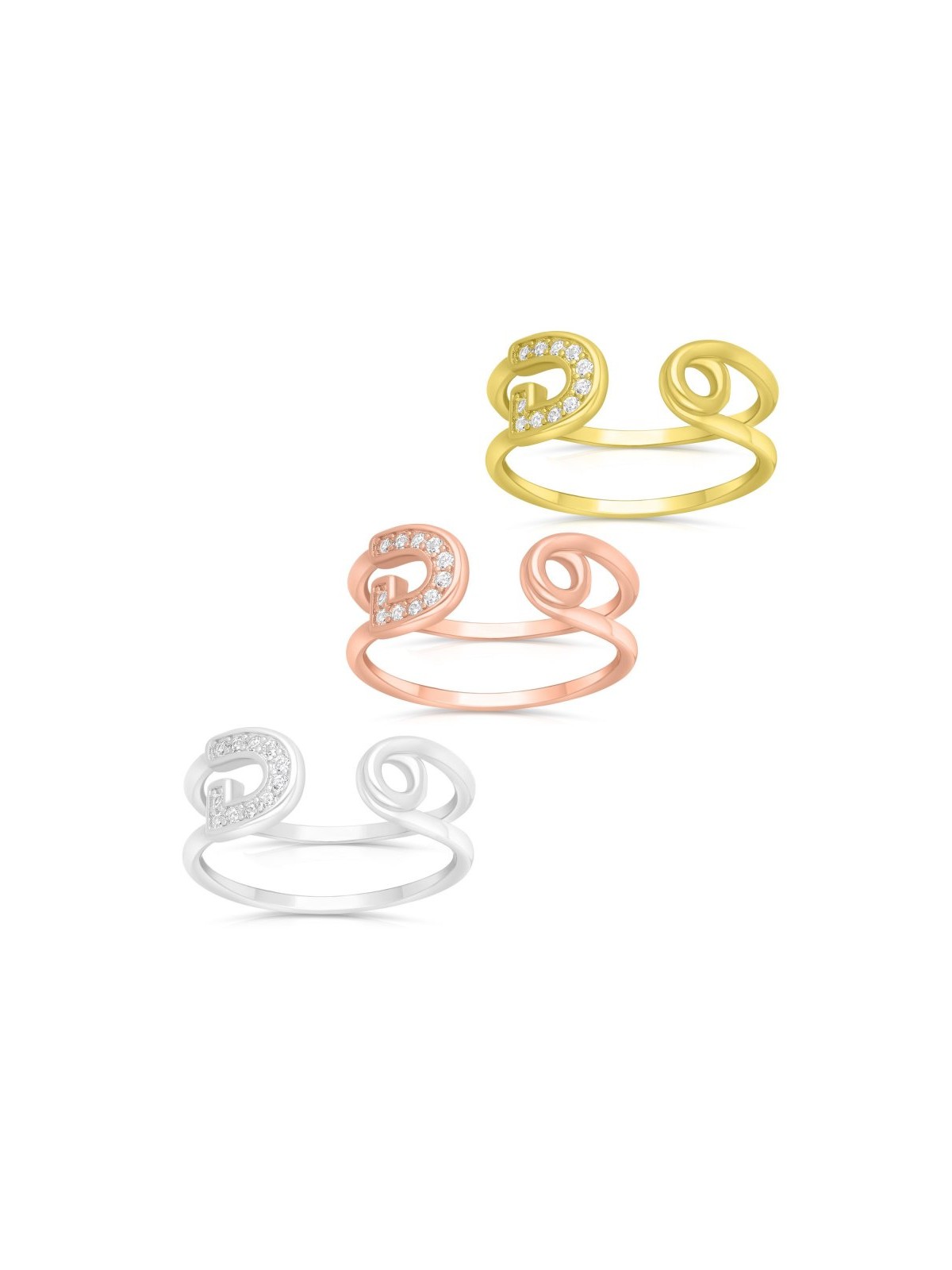 טבעת כסף סטרלינג פרסה עם זירקונים בחרו S... | טבעות יהודיות